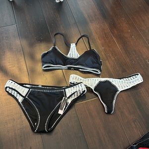 Black and white crocheted swimsuit set